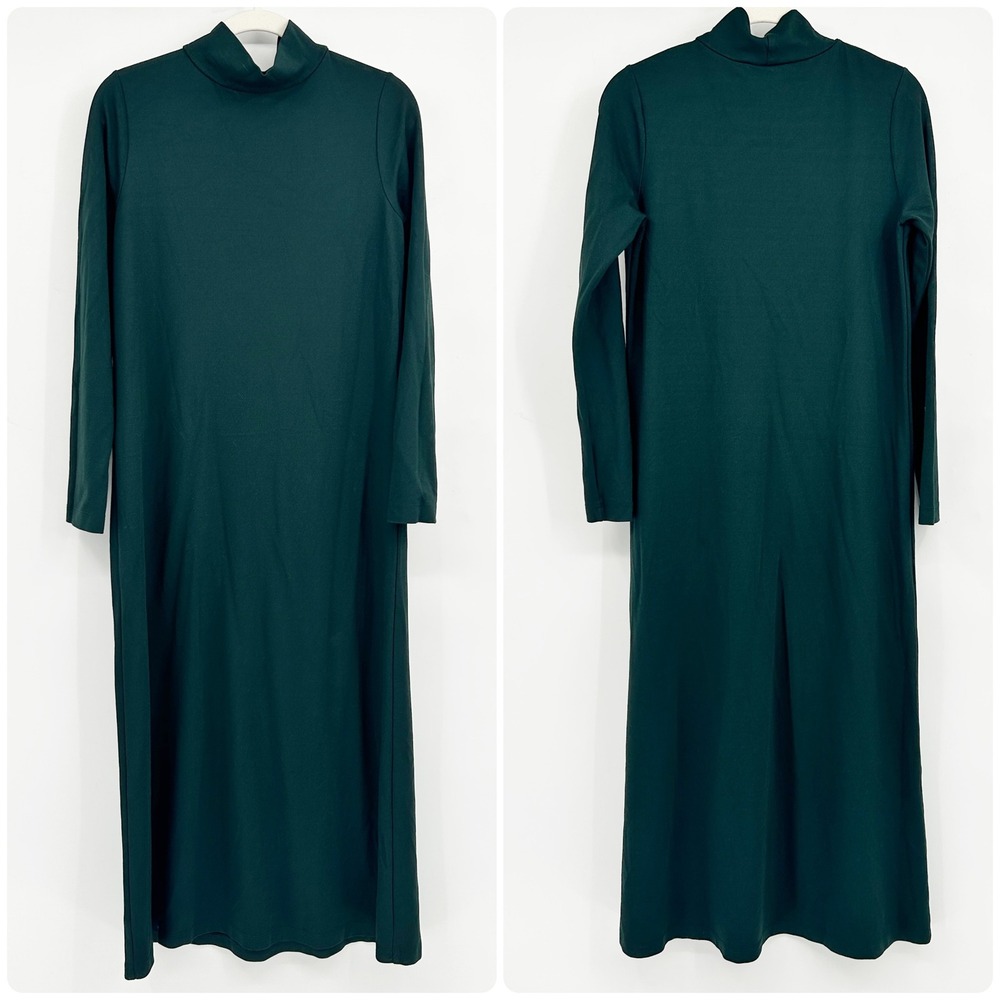 Bryn Walker Womens Dark Green Modal Blend Lagenlook Mock Neck Maxi Dress Size S
